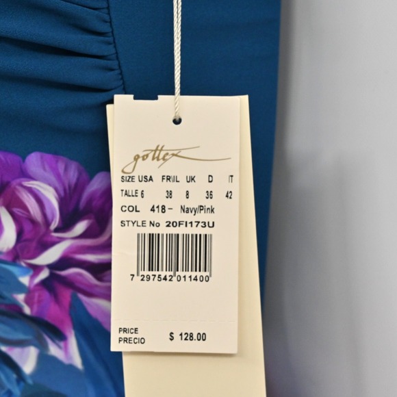 Gottex Fiji One Piece Swimsuit Womens Size 6 Navy Pink Floral Print Square‎ Neck - Picture 8 of 12